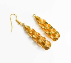 A pair of 9ct gold spiral earrings of abstract design by Deakin and Francis, each approximately 3.