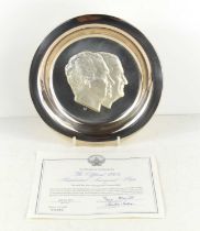 A Franklin Mint sterling silver 1973 Presidential Inaugural Plate, depicting President Richard Nixon