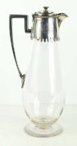 A Victorian glass and silver claret jug, hallmarked Sheffield 1870, Charles Farvell & Co.