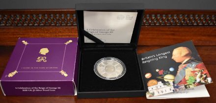 A Royal Mint 2020 UK £5 Silver Proof Coin, A Celebration of the Reign of George III, certificate