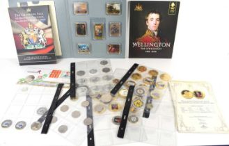 A large group of commemorative coins to include Wellington The Life & Legacy, The World War I