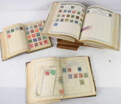 Three stamp albums of British and worldwide stamps to include Victorian stamps of the British