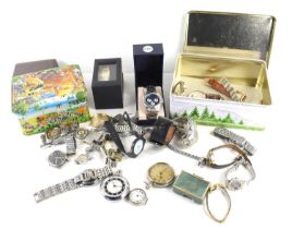 A group of watches to include Sekonda, Timex divers style watch, Services, Oris, Ingersoll pocket