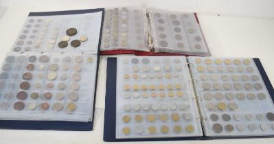 Three coin albums containing GB and worldwide coins, some silver, to include a George III 1797