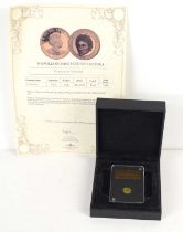 A 22ct gold 1/16 Guinea commemorating Napoleon, issued in 2019, limited to 5000, with case and