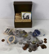 A collection of coins, some Victorian, mostly 20th century including silver and part silver coinage,