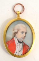 English School: A 19th century portrait miniature of an Irish army officer, watercolour on ivory,