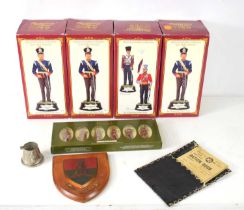 A group of military related items to include a box of Britains hand painted metal 'Regiments of