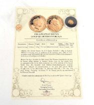 The Greatest Briton 22ct gold quarter sovereign, year of issue 2020, with certificate.