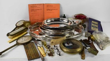 A group of collectables to include vintage spectacles, vesta cases, antique keys, a Creme de Savon