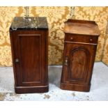 Two Victorian bedside cabinets, one mahogany the other burr walnut.