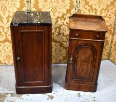 Two Victorian bedside cabinets, one mahogany the other burr walnut.