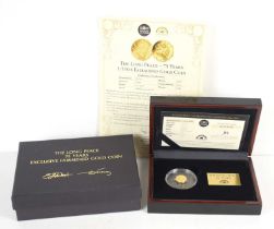 The London Mint "The Long Peace 75 Years exclusive 1/10oz Fairmined gold proof coin complete with