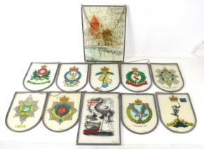 A group of regimental handpainted glass plaques, to include Royal Electrical and Mechanical