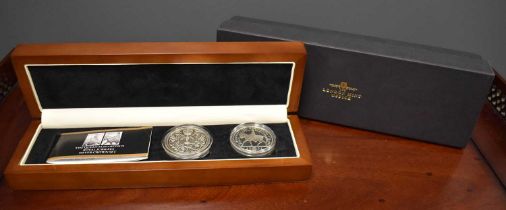 The Queen Elizabeth II Royal Jubilees Silver Crown Set, for 1977 Silver Jubilee and 2002 Golden