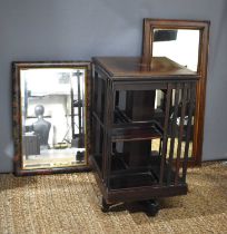 An Edwardian mahogany revolving bookcase, 47 by 47 by 84cm high, together with a large rectangular