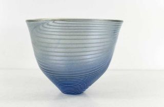 A Bertil Vallien for Kosta Boda glass swirl pattern bowl, unsigned, 13cm high.