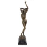 After Alda Vitaleh (20th century): a bronze semi-nude female, modelled in stilettos with one arm