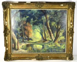 Robert Dumont-Smith (1908-1994); pastel on paper, woodland scene, signed lower left, 47cm by 58cm,