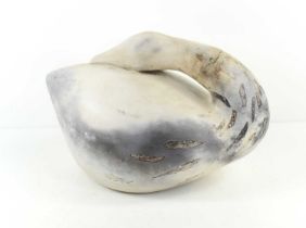 Fiona Clucas, SWLA (20th century, British) A pottery sculpture of a swan, signed and dated 1997 to