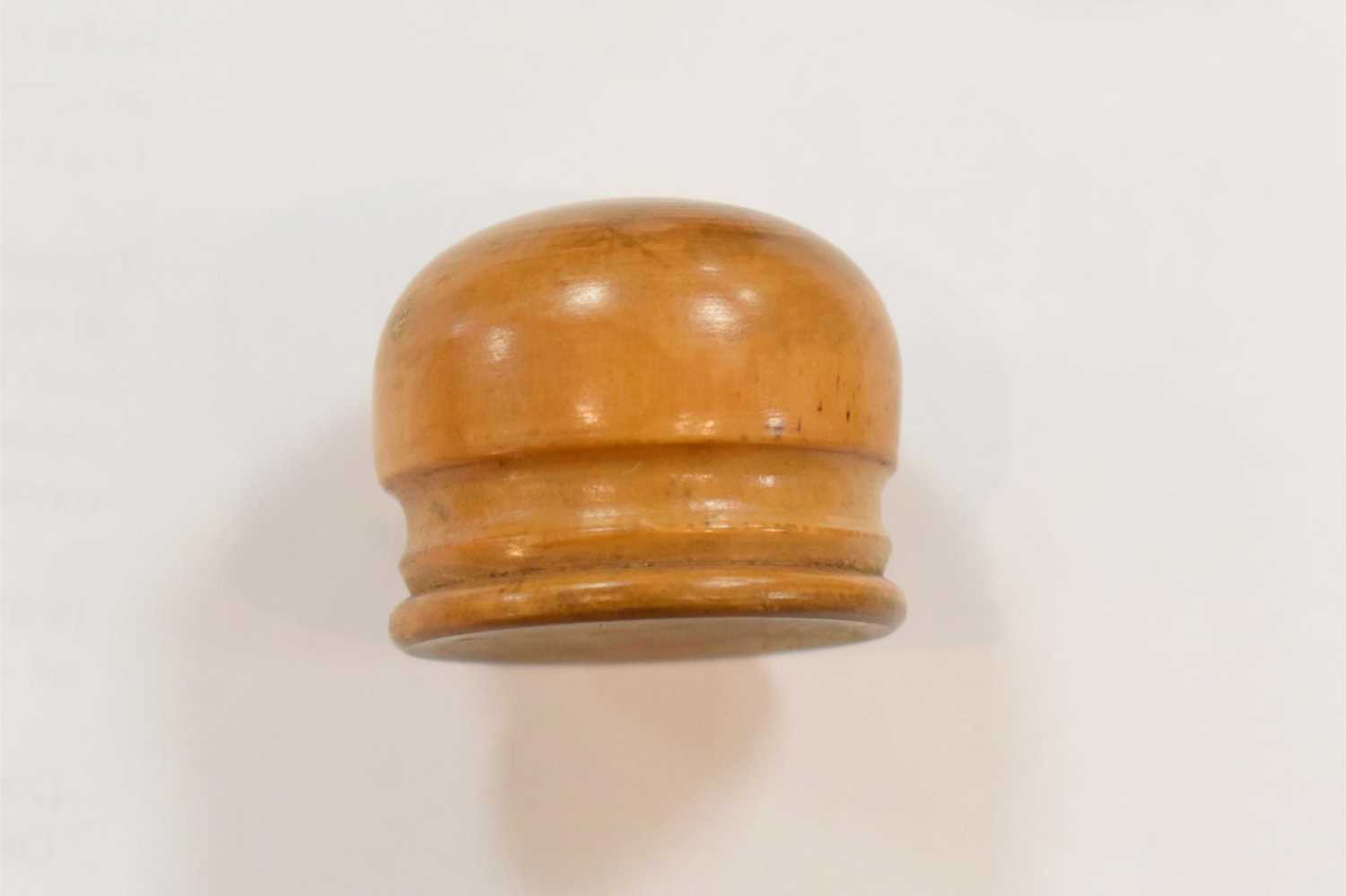 A selection of 19th century treen to include a coquilla nut carved vinaigrette, four snuff boxes - Image 3 of 16