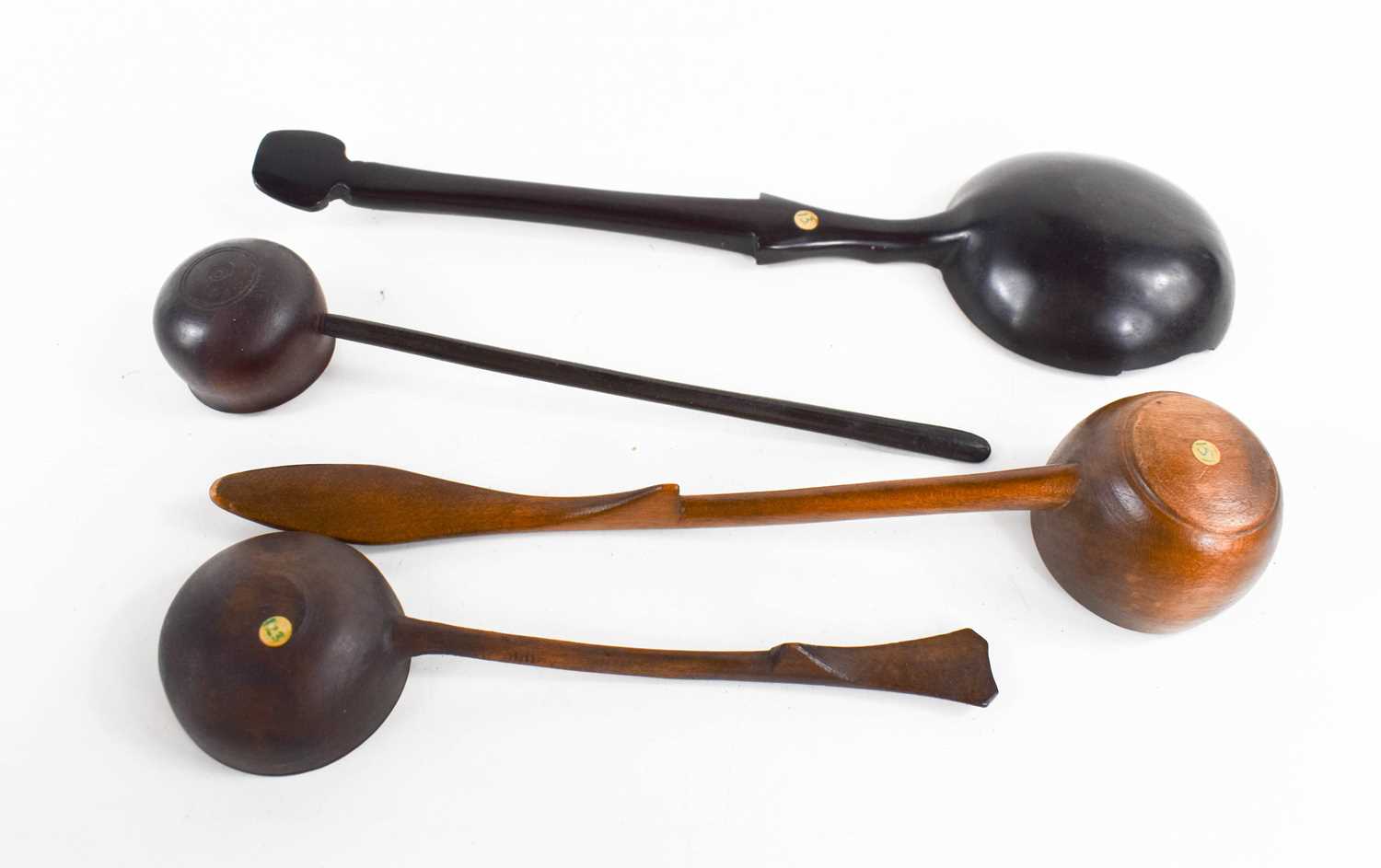 A group of 19th century treen to include a Scotch Kale skimming spoon, an 18th century ladle, a - Image 2 of 3