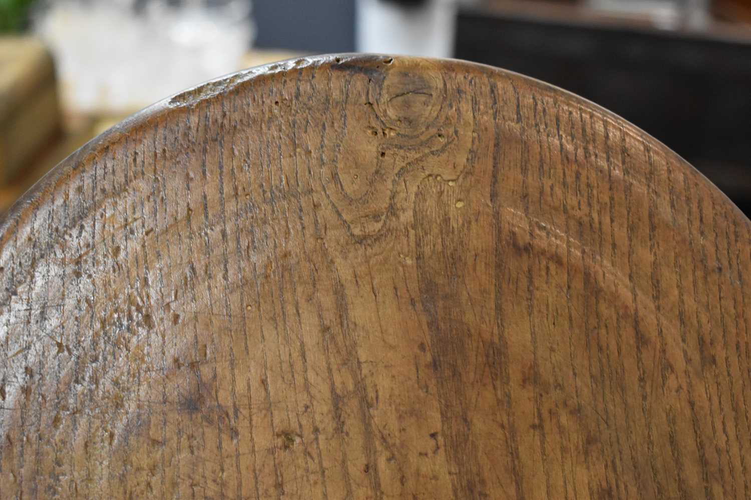 A 19th century or earlier lignum vitae wine salver, 22cm diameter, together with an 18th century oak - Image 5 of 8