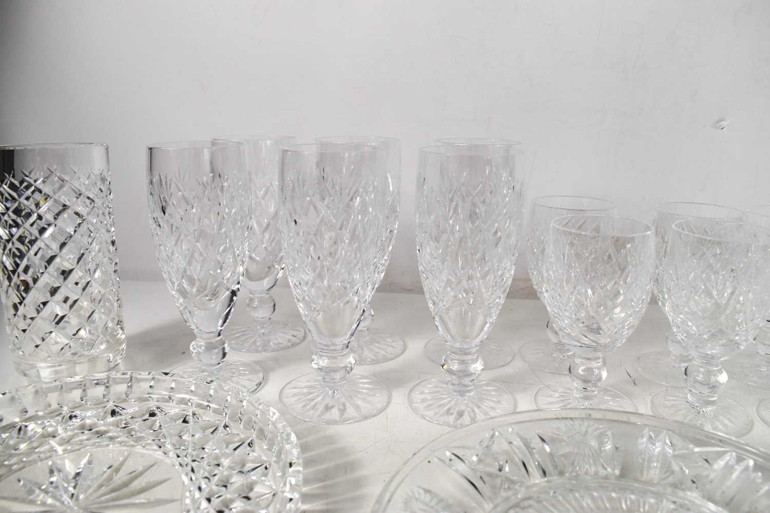 A suite of Waterford Crystal glasses in the Donegall pattern, comprising six champagne flutes, six - Image 2 of 3