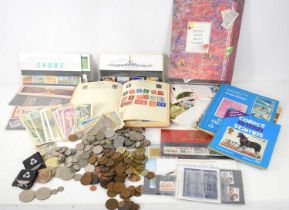 A group of mid 20th century and later stamps and coins including a number of GB mint stamps and