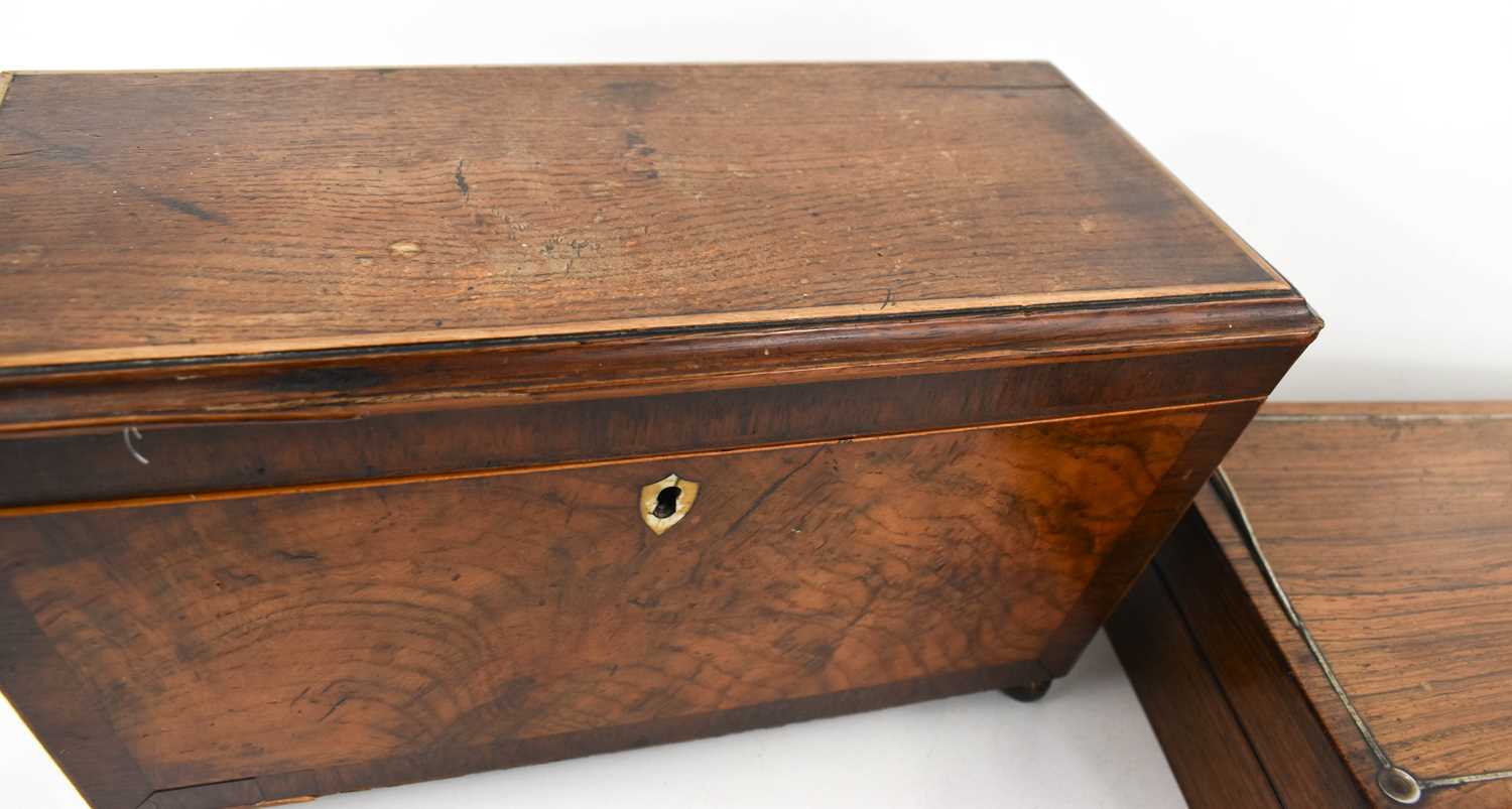 A 19th century rosewood and mother of pearl box, together with a 19th century mahogany sarcophagus - Image 3 of 3