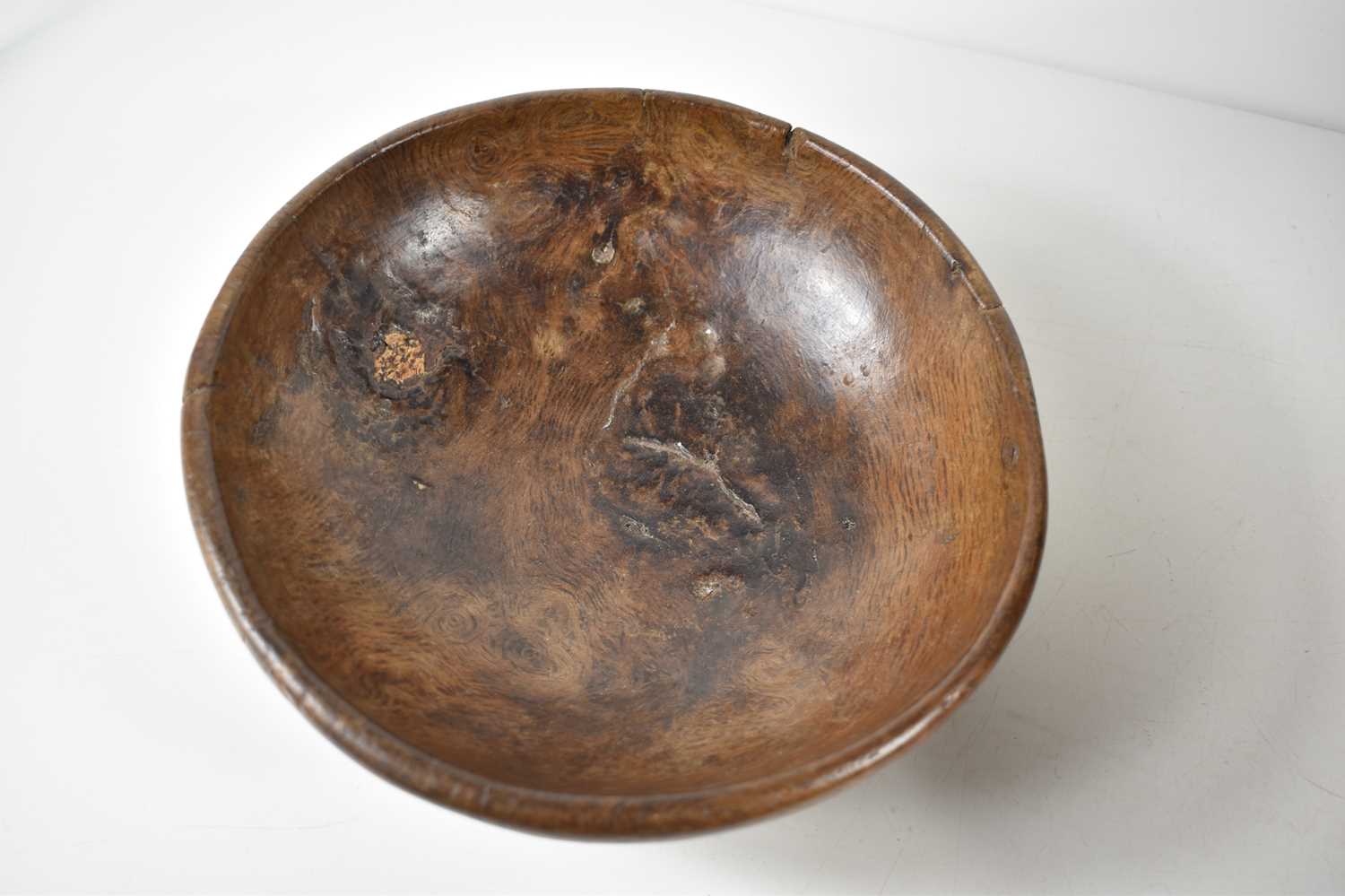 A late 17th / early 18th century burr wood bowl, 21cm diameter approximately, together with a larger - Image 9 of 9