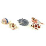 Four Royal Crown Derby Imari paperweights comprising of a pheasant with ceramic stopper, a pig