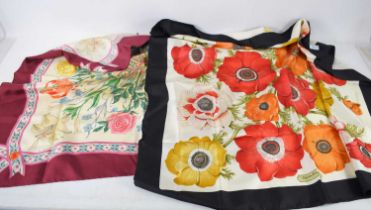 A Gucci silk scarf with floral decoration by V. Accornero together with a Salvatore Ferragamo silk