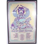 An original first printing poster for the Isle of Wight Festival August 26-30 1970, designed by