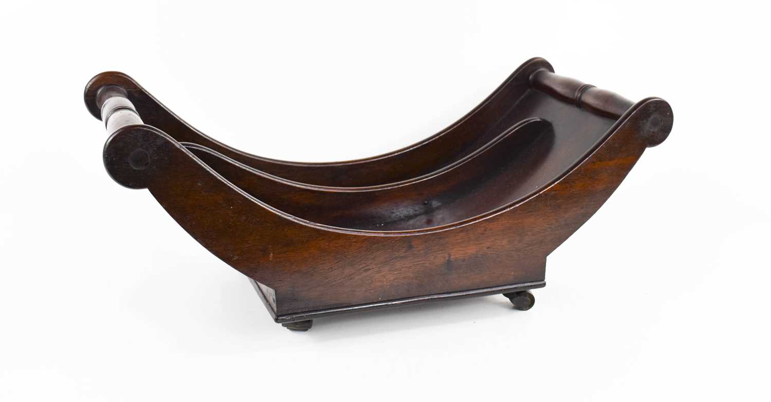 A Georgian mahogany cheese dish, the shaped sides united with turned rails, and raised on original - Image 2 of 4