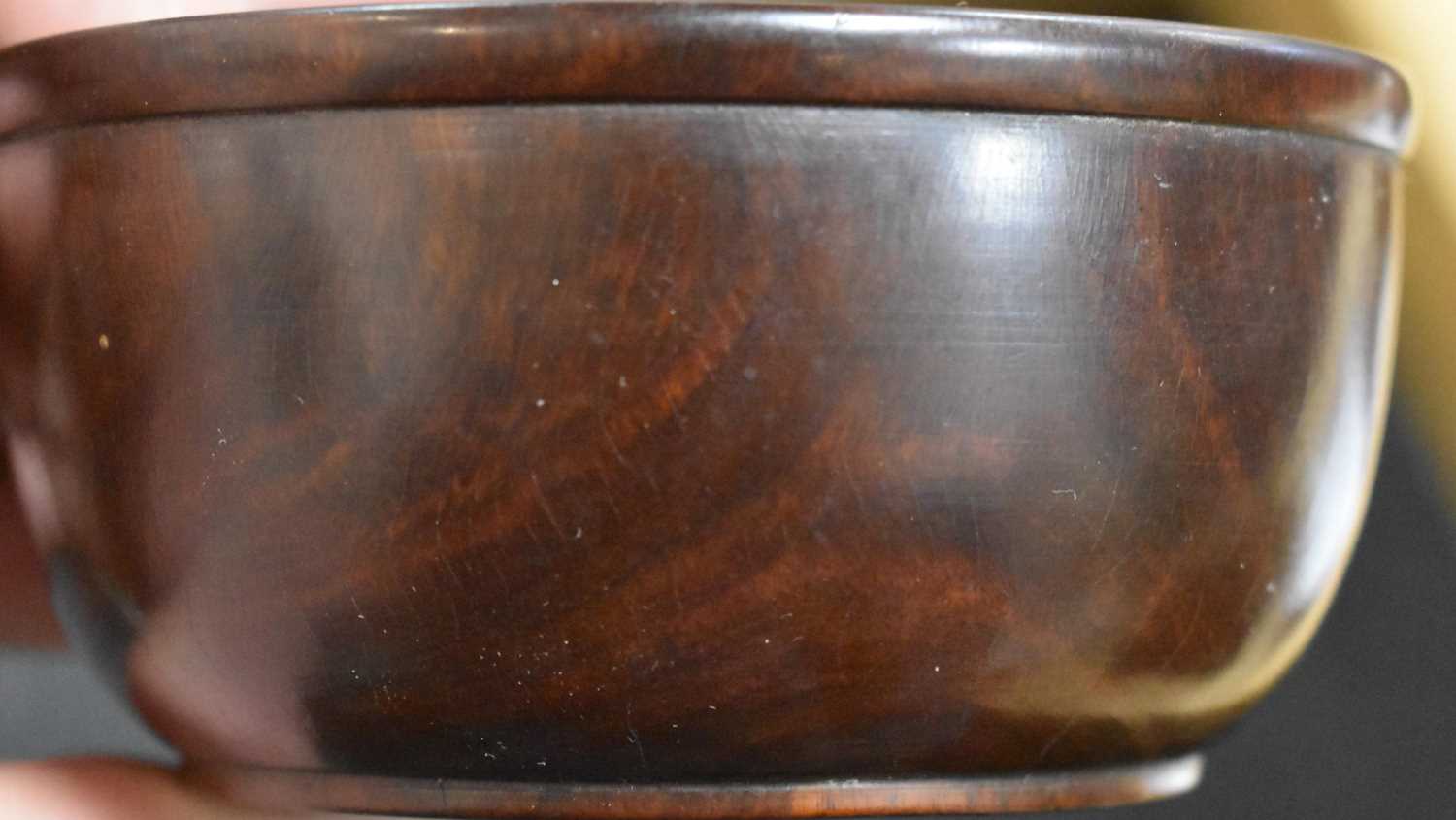 Four pieces of treen, to include a cylindrical brush holder, two standing salts, a hardwood turned - Image 2 of 15