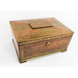 A fine 19th century rosewood and boulework sewing box, the lid bearing owners initials JMP, with