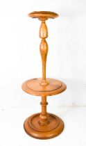 A 19th century satinwood ashtray on stand, the circular ashtray holder to the top, a central mid