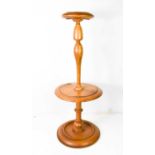 A 19th century satinwood ashtray on stand, the circular ashtray holder to the top, a central mid