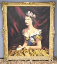 Oliver Gilmore Brabbins (1912 -1973); Portrait of Queen Elizabeth II, oil on canvas, signed and
