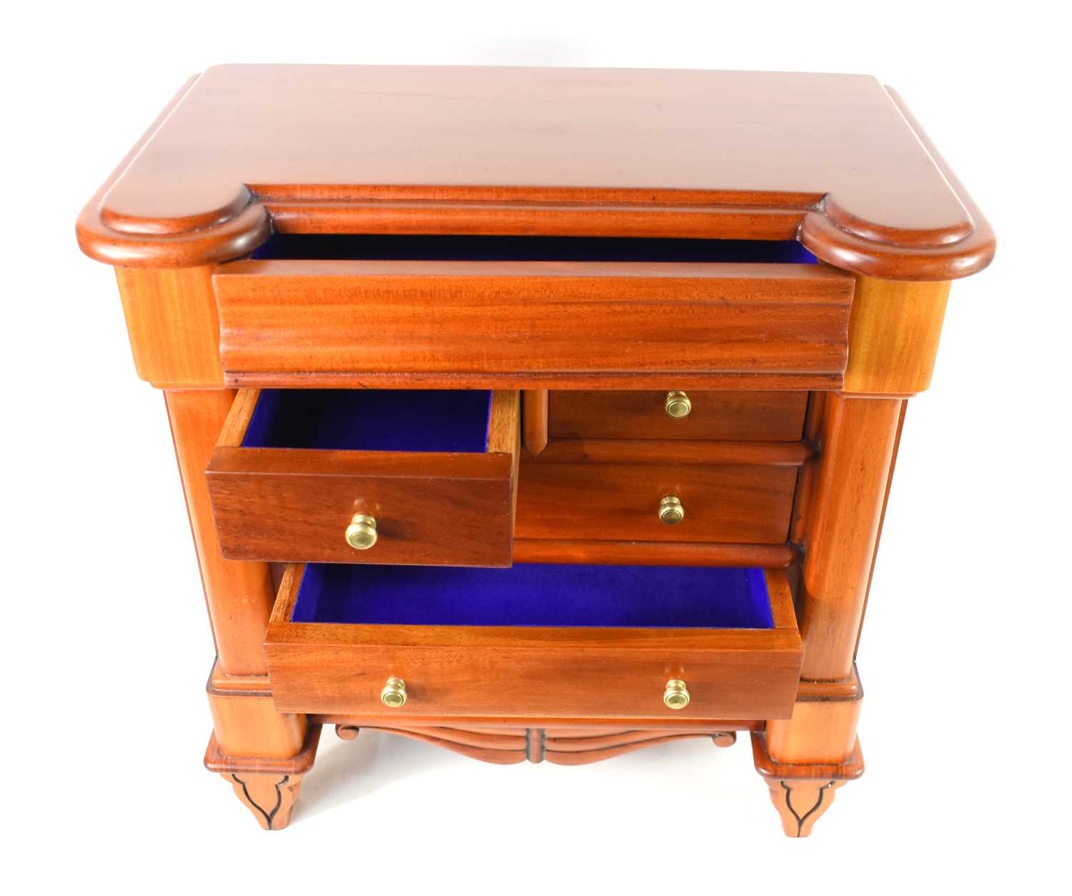 A late Victorian apprentice piece Scottish chest of drawers in solid mahogany, the single ogee - Image 2 of 2