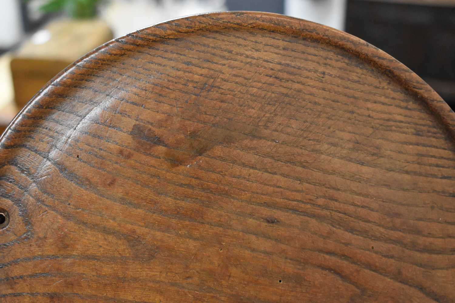 A 19th century or earlier lignum vitae wine salver, 22cm diameter, together with an 18th century oak - Image 7 of 8