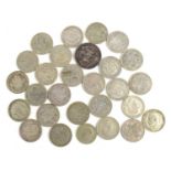 A group of silver coins comprising of a Queen Victorian crown dated 1898 and twenty five half crowns