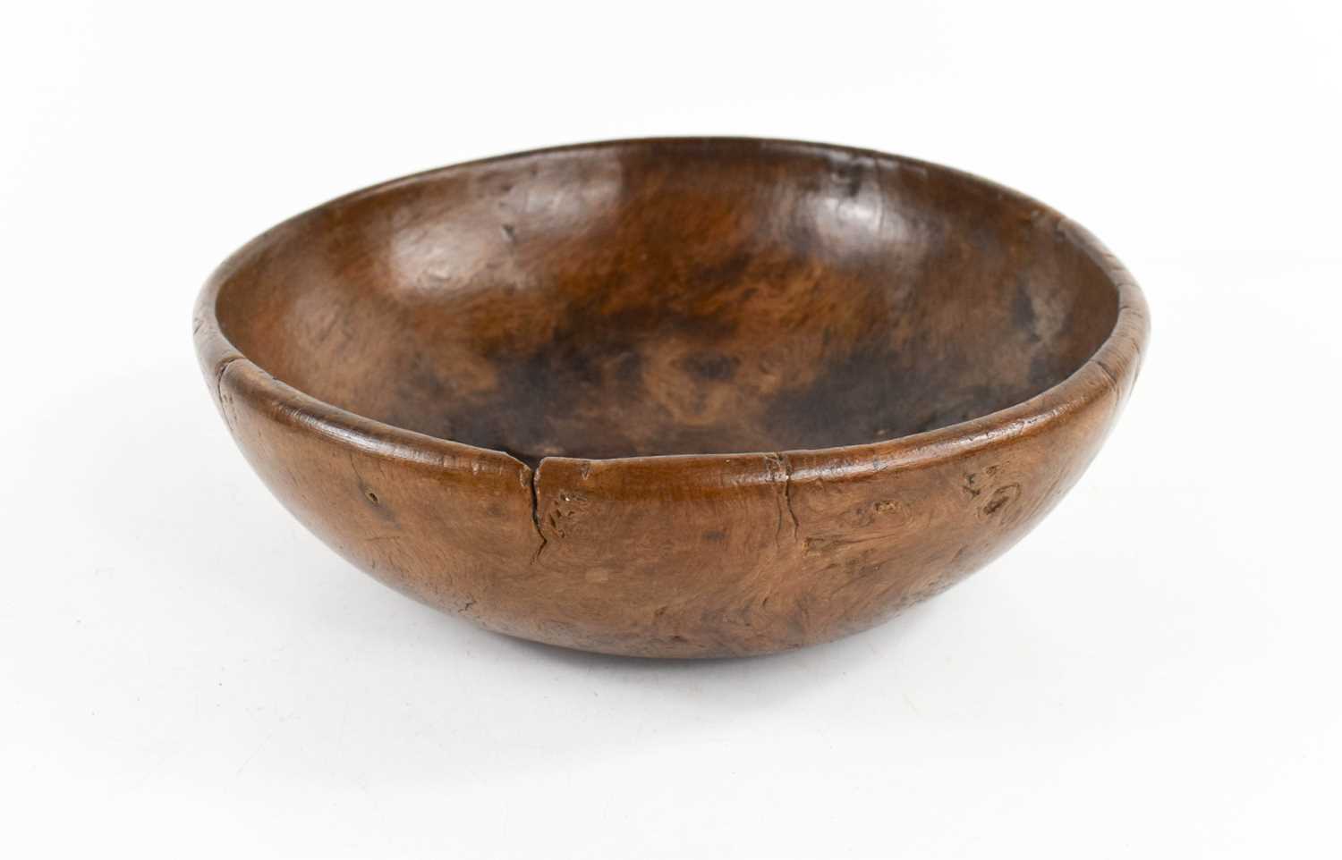 A late 17th / early 18th century burr wood bowl, 21cm diameter approximately, together with a larger - Image 2 of 9