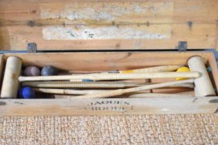 A vintage Jaques of London croquet set, in the original wooden case. [Provenance: The Estate of