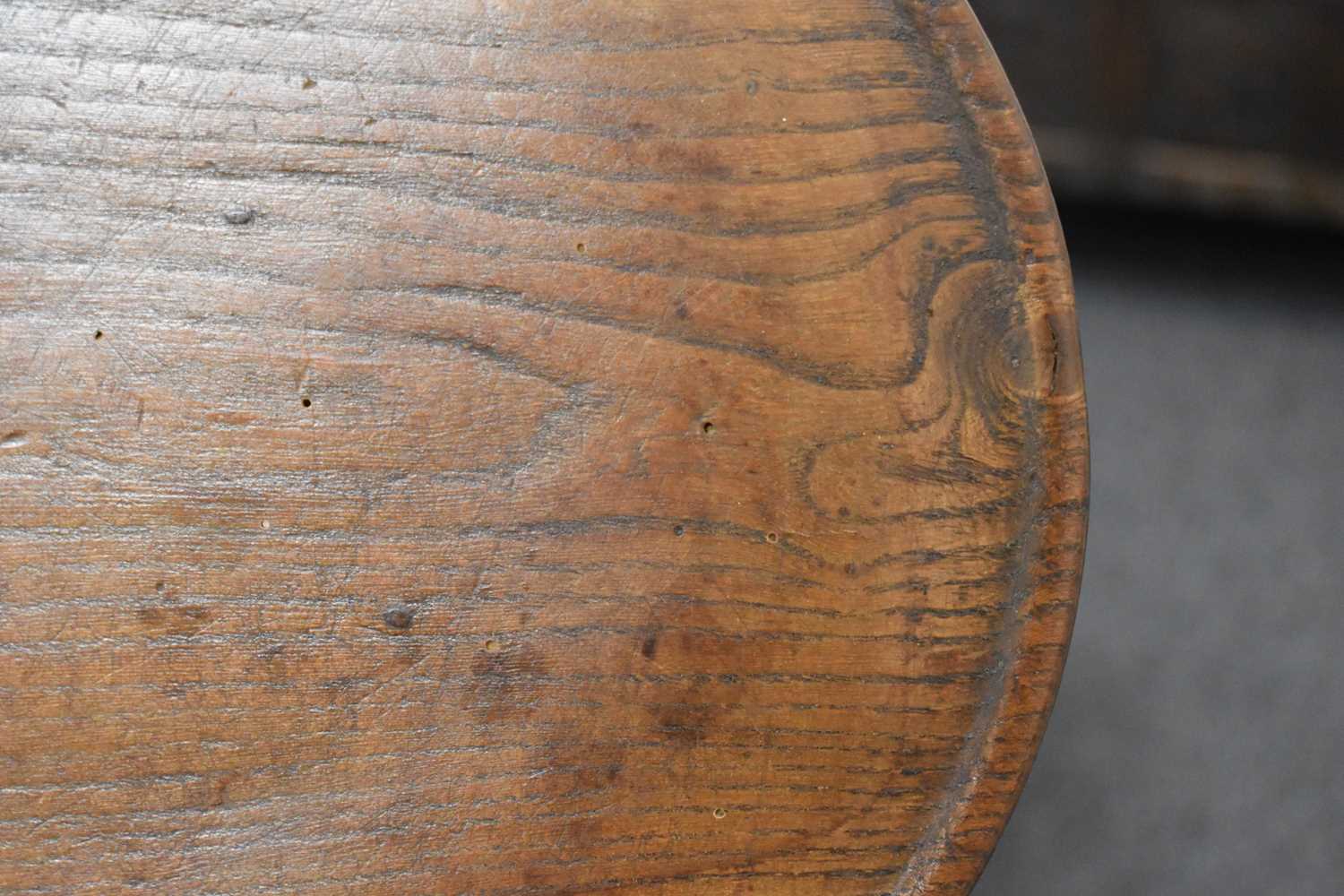 A 19th century or earlier lignum vitae wine salver, 22cm diameter, together with an 18th century oak - Image 6 of 8