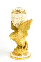 A Royal China Works Worcester pot pourri in the form of a bird, numbered G3136, the wings holding