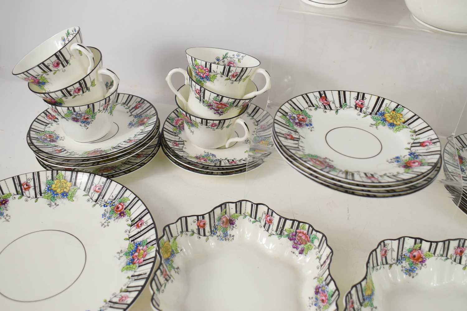 An Art Deco Duchess China part tea set in the Orient pattern, to include two sandwich plates, twelve - Image 2 of 2