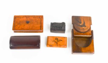 A selection of 19th and early 20th century treen, to include an Italian San Remo pocket watch holder