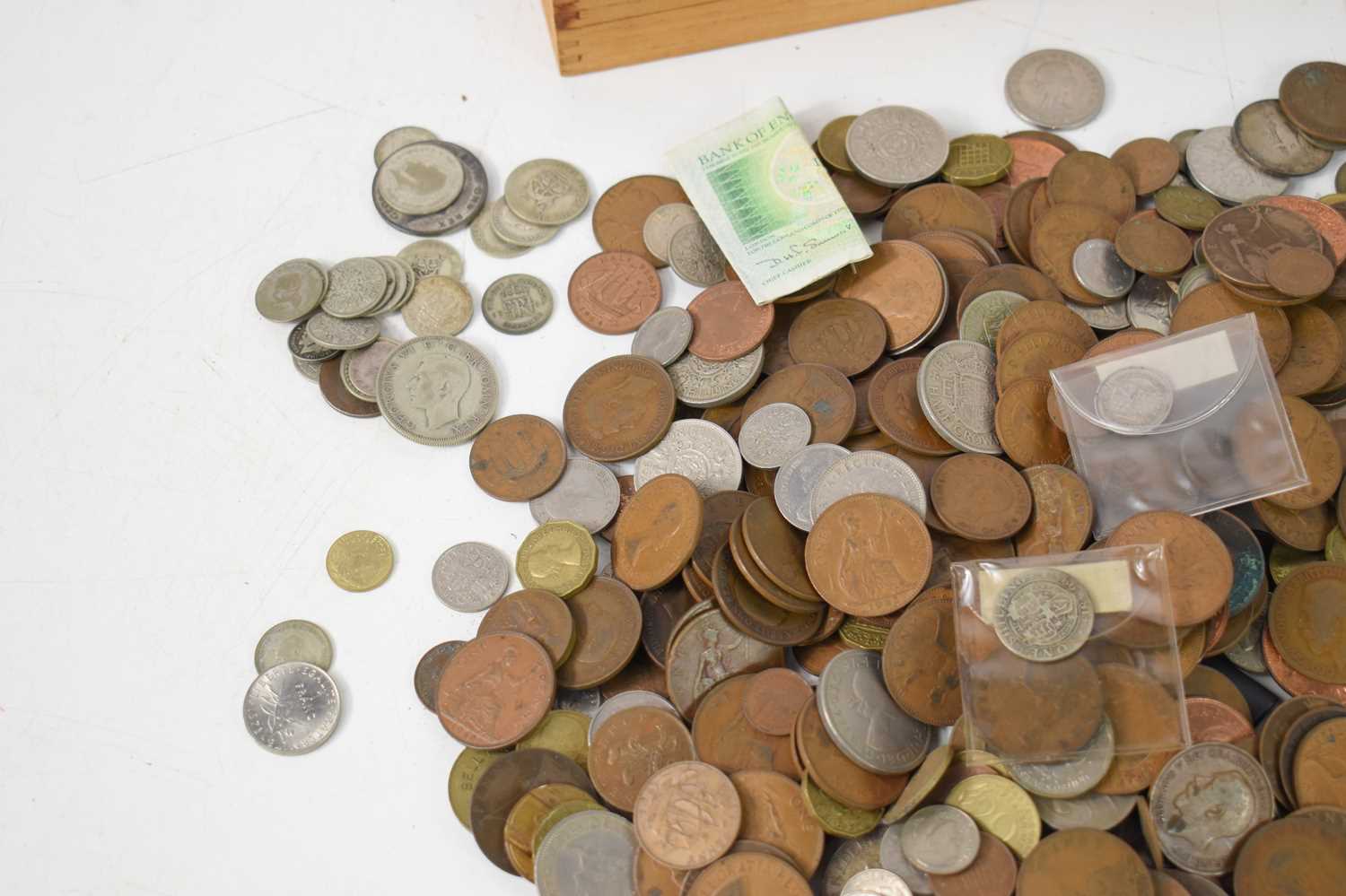 A collection of GB and worldwide coins, some silver, to include an 1898 half crown, sixpences and - Image 2 of 2